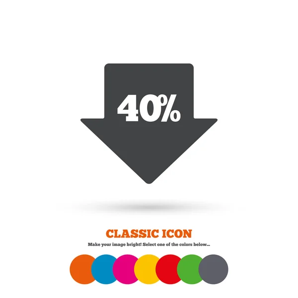 40 por ciento, venta, icono de descuento — Vector de stock