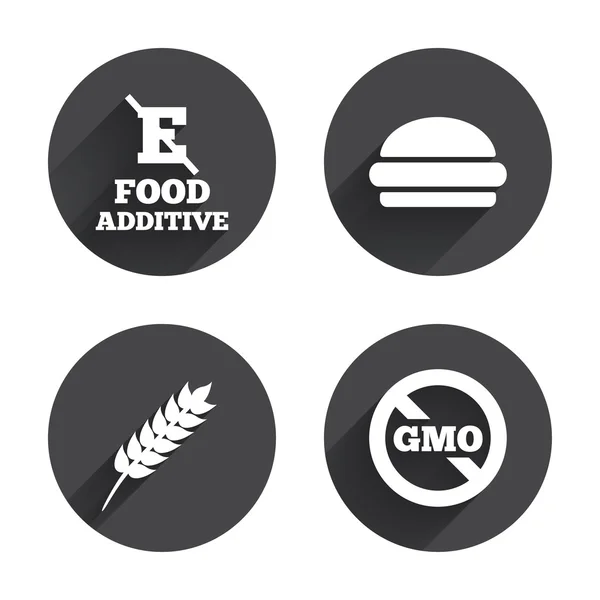 Aditivo alimentario, iconos de comida rápida — Vector de stock