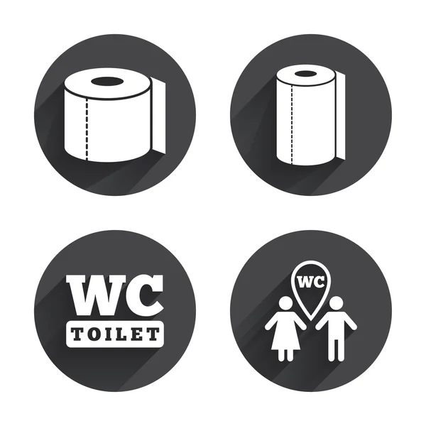 Toilet paper, wc icons. — Stockvector