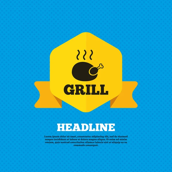 Chicken, grill, food icon — 图库矢量图片