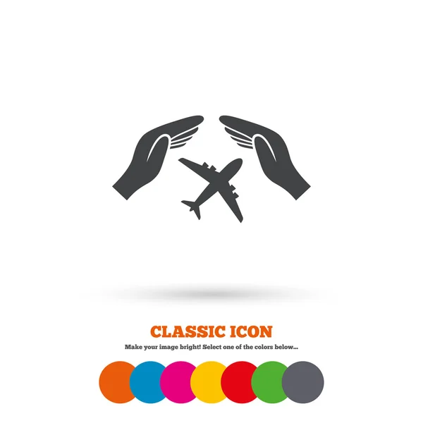 Flight insurance, travel icon — Stockový vektor