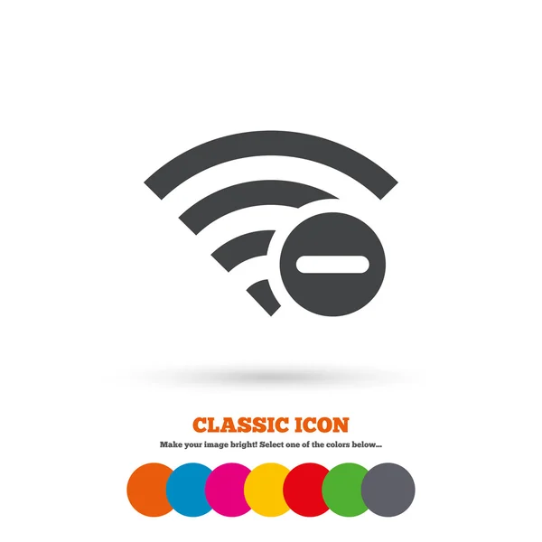 Wifi minus, wireless icon — Stock Vector