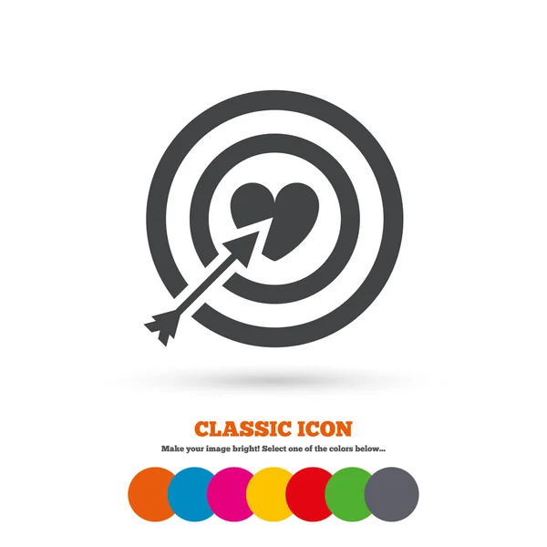 Cél cél, darts, szerelem ikon — Stock Vector