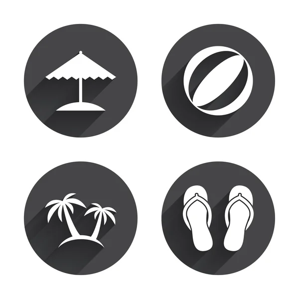 Beach holidays, vacation icons — Stock Vector