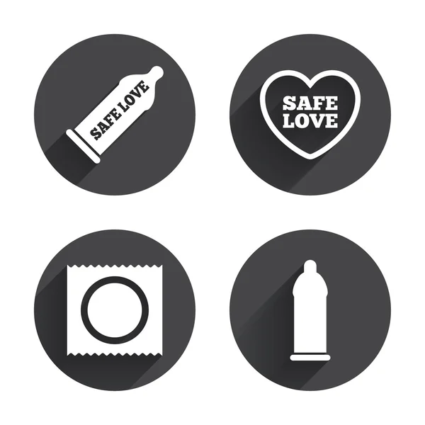 Relations sexuelles protégées, icônes préservatif — Image vectorielle