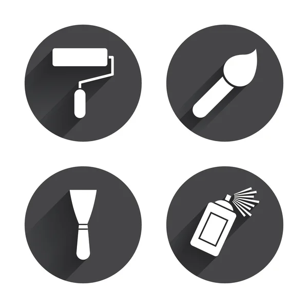 Paint roller, brush icons. — Stock Vector