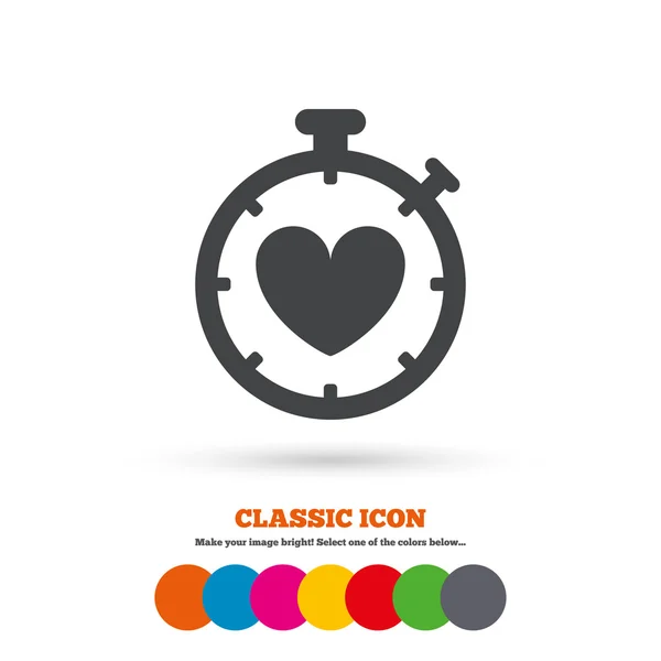Stopwatch, Heart, Timer icon — Stock Vector