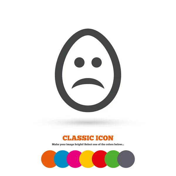 Sad egg face icon. — Stock Vector