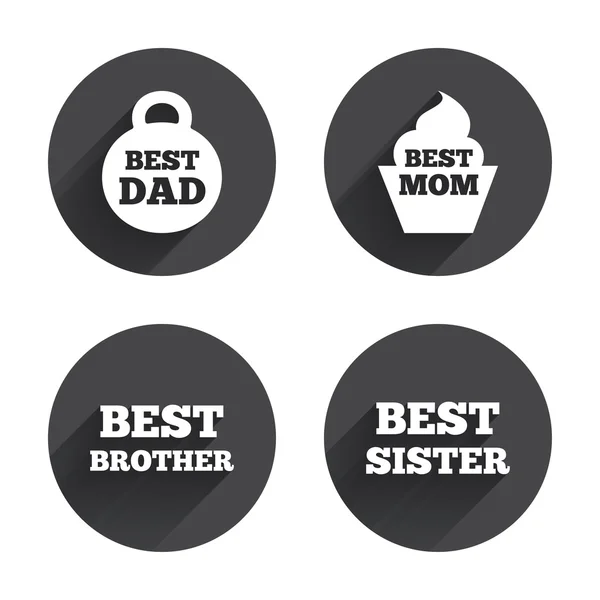 Best mom and dad, brother, sister icons. — Stock Vector