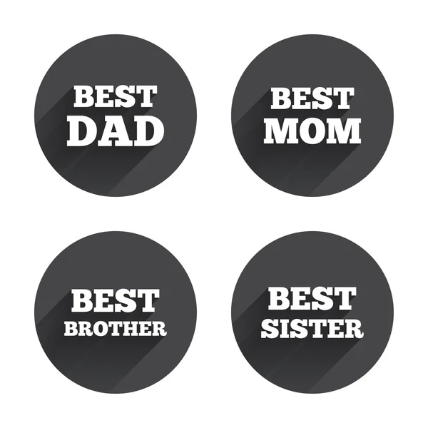 Beste pappa en mamma, broer, zus pictogrammen. — Stockvector