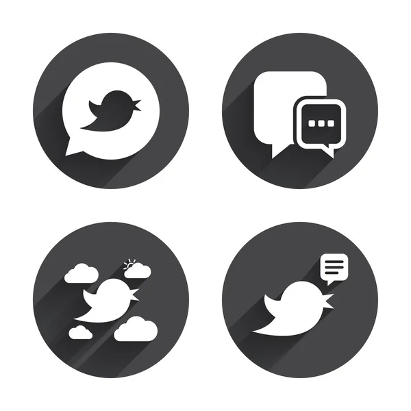 Birds,  Social media icons speech bubble. — Stock Vector