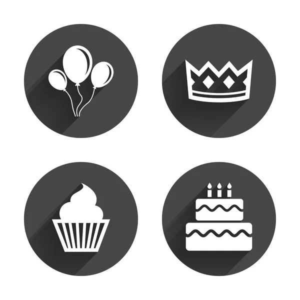 Verjaardagsfeestje, viering pictogrammen. — Stockvector