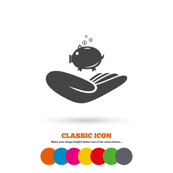 Donation hand, piggy bank icon — 图库矢量图片