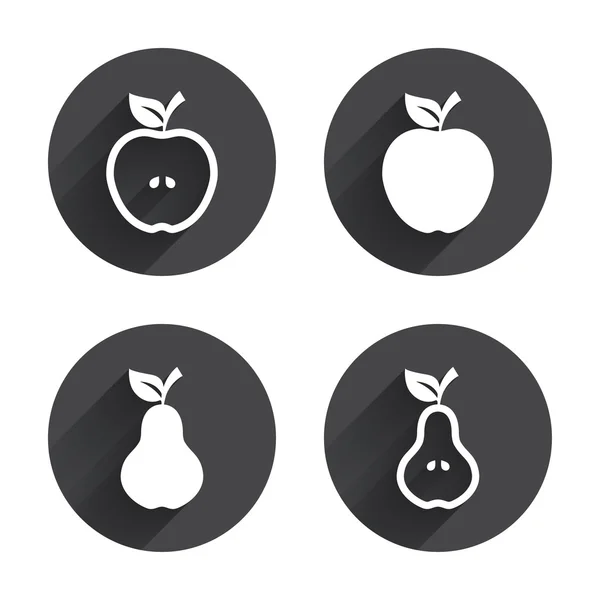 Patterns with Fruits, Apple and Pear icons — ストックベクタ