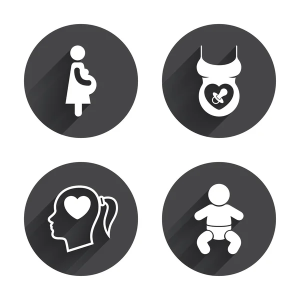 Maternidad, bebé, iconos de embarazadas — Archivo Imágenes Vectoriales