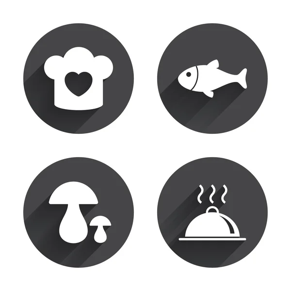 Chief hat, cooking, food icons — Stockový vektor