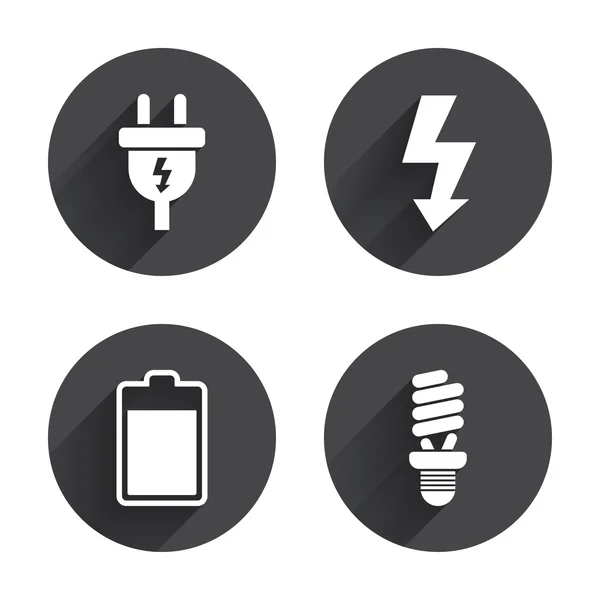 Electric plug, electricity icons — Stock Vector