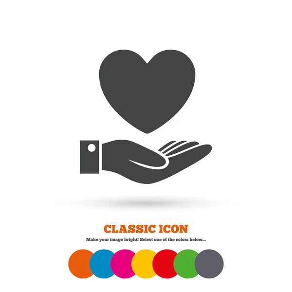 Heart and hand, love icon — Stok Vektör