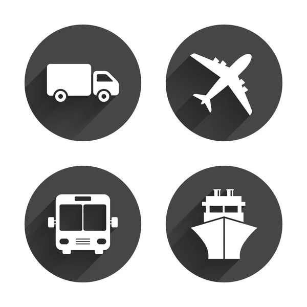 Transporte, iconos de viaje . — Vector de stock