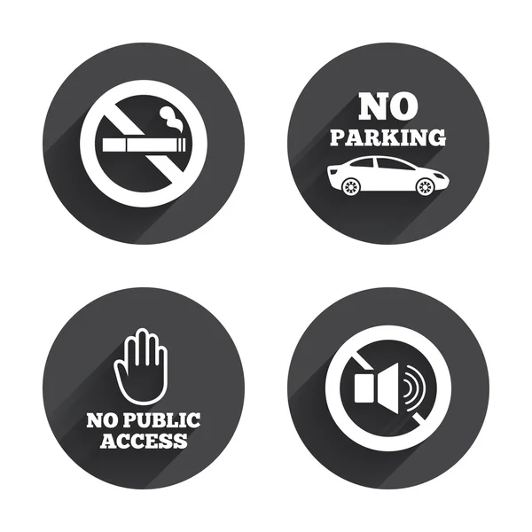 No Smoking, Private parking icons — Stock Vector