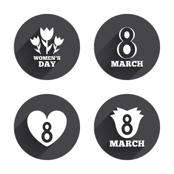 8 March, Women's Day icons — Stock Vector