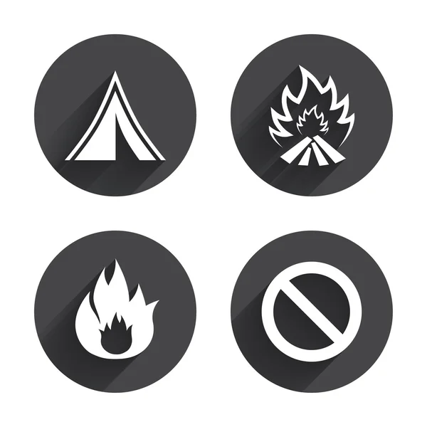 Tourist camping, travel icons — Stockový vektor