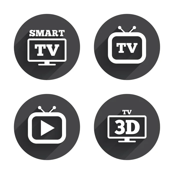 Smart, 3D TV, television icons set — Stock Vector