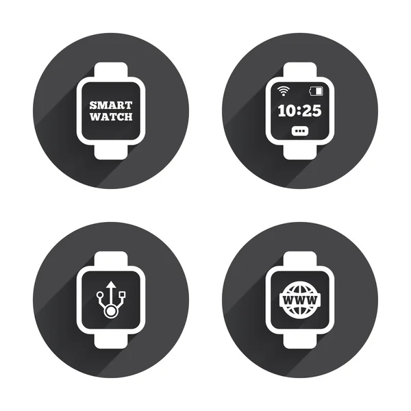 Smart watch, digital clock icons — Stock vektor