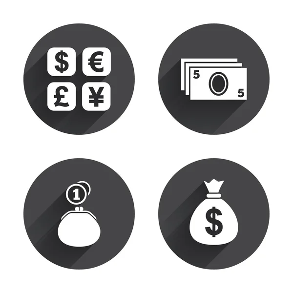 Currency exchange, money icons — Stok Vektör