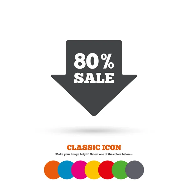 80 por cento, venda, ícone de desconto — Vetor de Stock