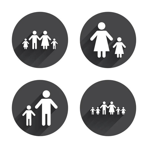 Family with children, parents icons — Stok Vektör