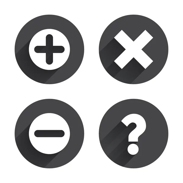 Plus and minus icons.  FAQ symbol. — Stock Vector