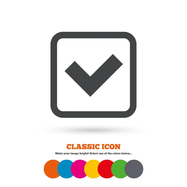 Check mark sign icon. Yes square symbol. — Stock Vector