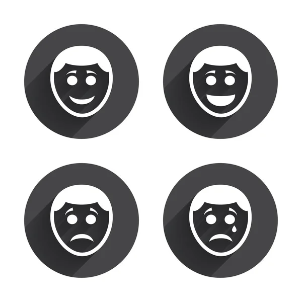 Ícones de rosto de sorriso humano . — Vetor de Stock