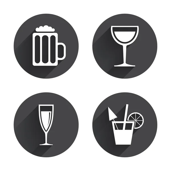 Alcoholic drinks, glass icons — ストックベクタ