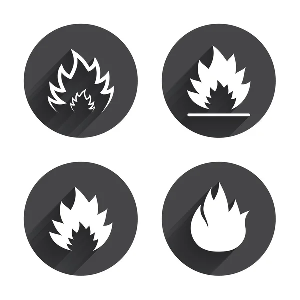 De pictogrammen van de vlam van vuur. Warmte tekenen. — Stockvector