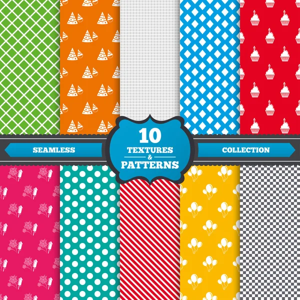 Patterns with Birthday party icons — Stock vektor