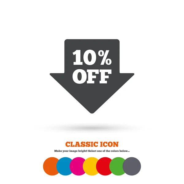 10 pour cent de réduction, vente, icône flèche — Image vectorielle
