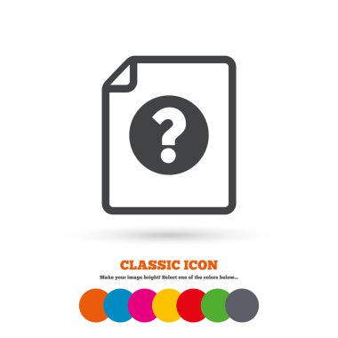 File document, help icon.