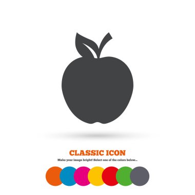 Apple,   Fruit with leaf icon.