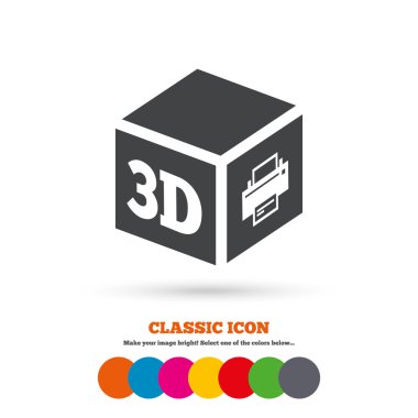 3D Print cube, printing icon