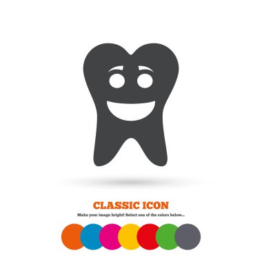 Tooth, happy face, dental  icon.