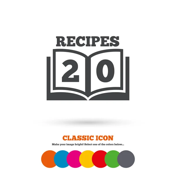 Cookbook, 20 Recipes book icon. — Stock Vector