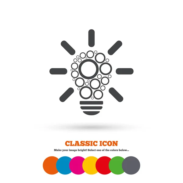 Icono de luz, lámpara, bombilla con círculos — Vector de stock