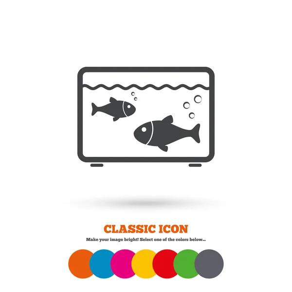 Aquarium,  Fish in water icon. — Stock Vector