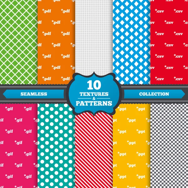 Patterns with Document, extensions de fichier icônes — Image vectorielle