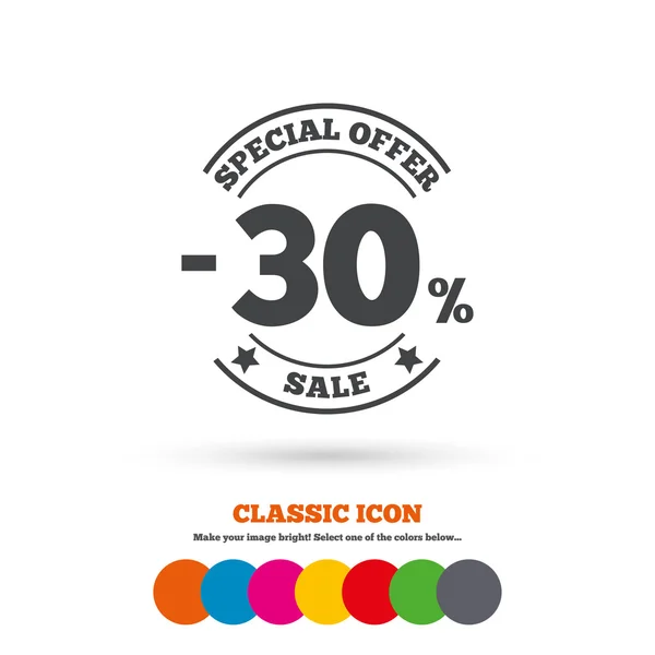 30 percent discount, sale icon — Stock Vector