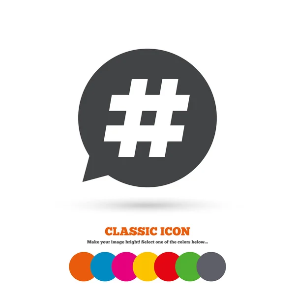 Hashtag toespraak bubble pictogram. — Stockvector