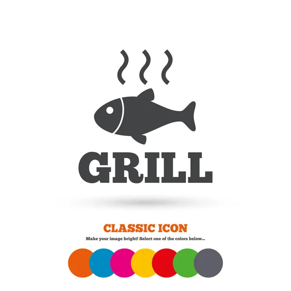 Grill de poisson, icône de la nourriture — Image vectorielle