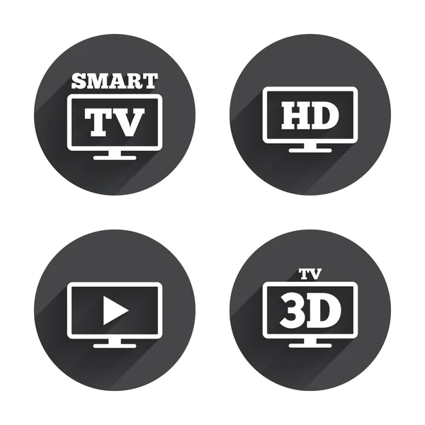Smart TV, ícones de televisão 3D . — Vetor de Stock